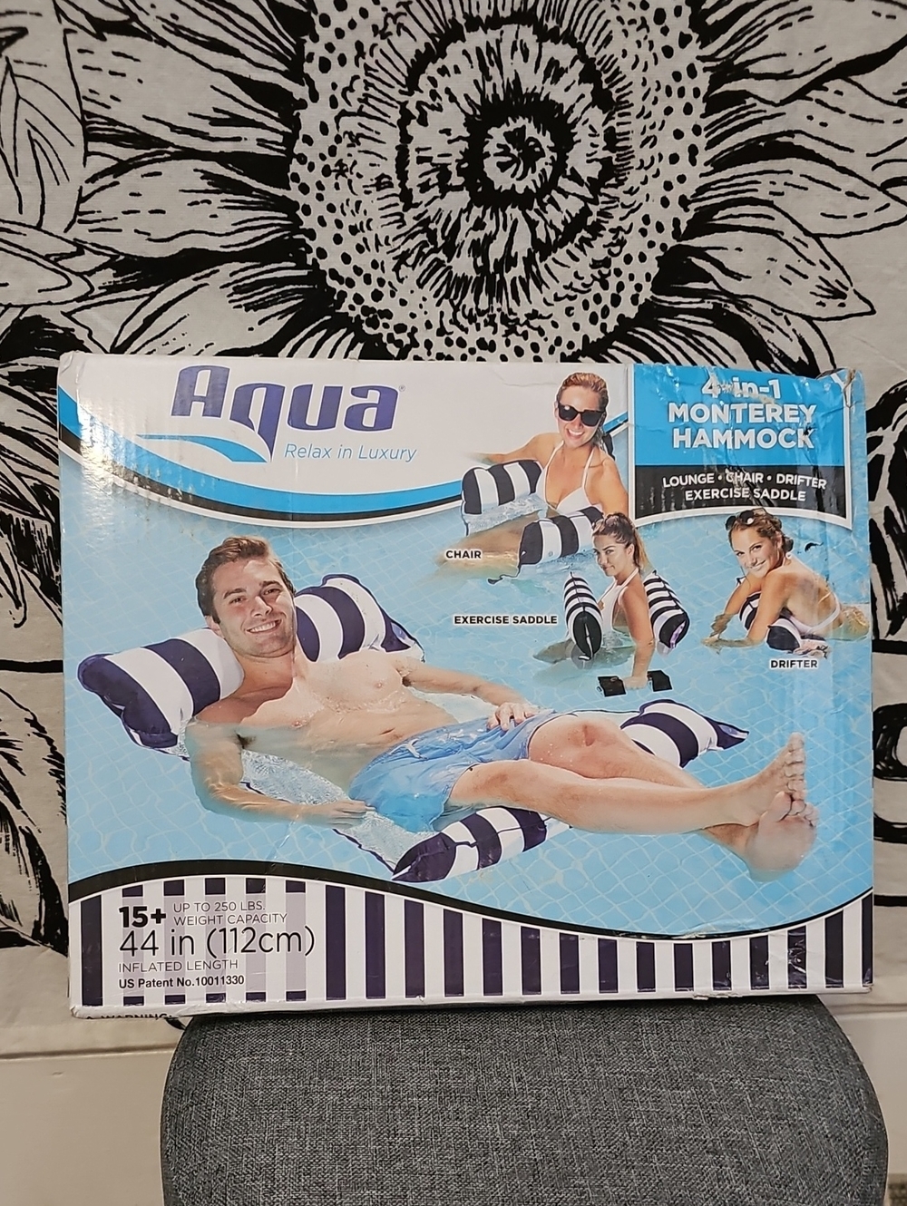 Aqua 4-in-1 Monterey Hammock Inflatable Pool Float Lounge Weight Capacity 250 Lb